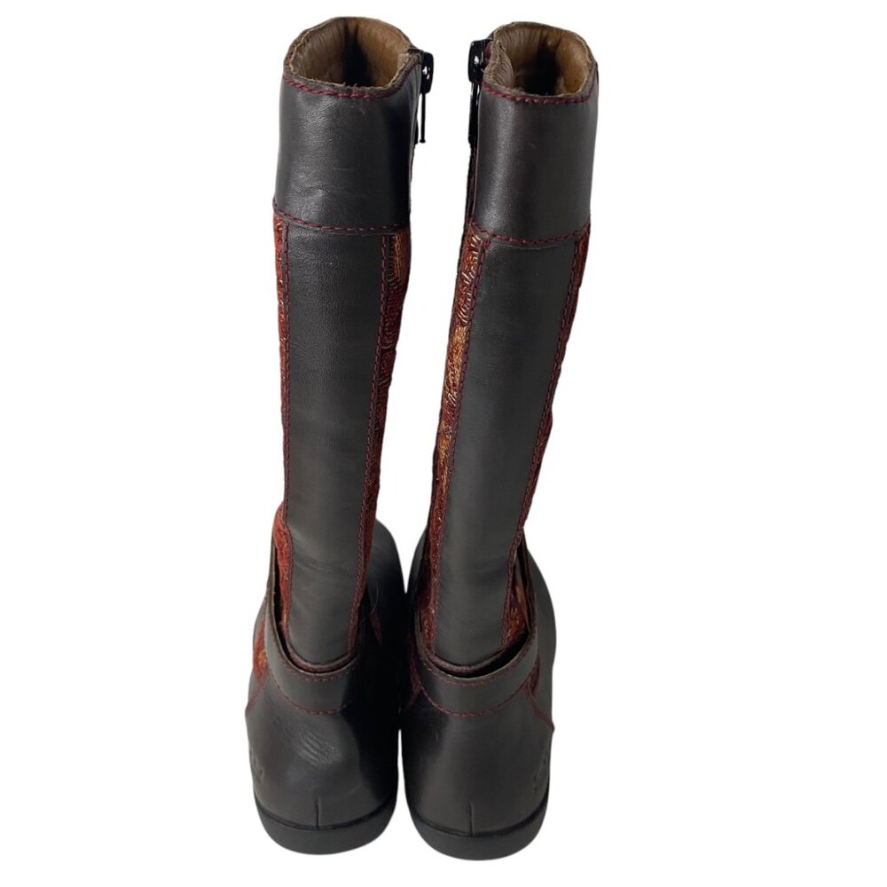 Joseph Seibel Leather Floral Tapestry Knee-High Womens Boots Size 36 - Picture 2 of 10